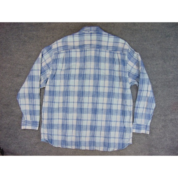 Tommy Bahama Shirt Mens 3XL Blue White Plaid Linen Long Sleeve - Picture 2 of 7